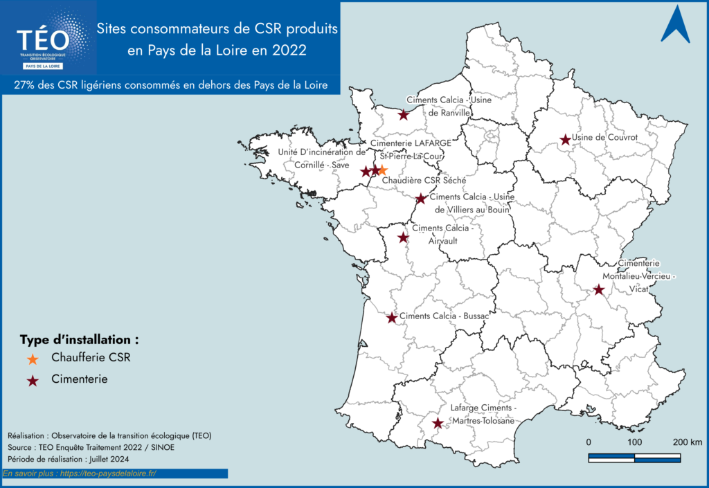 Sites consommateurs de CSR produits en Pays de la Loire 2022 - TEO Pays de la Loire