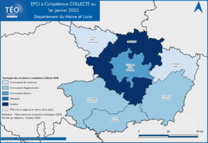 Carte des structures a compétence collecte en Maine et Loire - TEO 2023