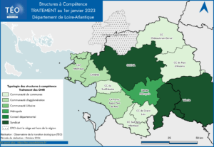 Carte des structures a compétence traitement en Loire-Atlantique - TEO 2023