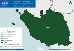 Carte des structures a compétence traitement en Vendée - TEO 2023