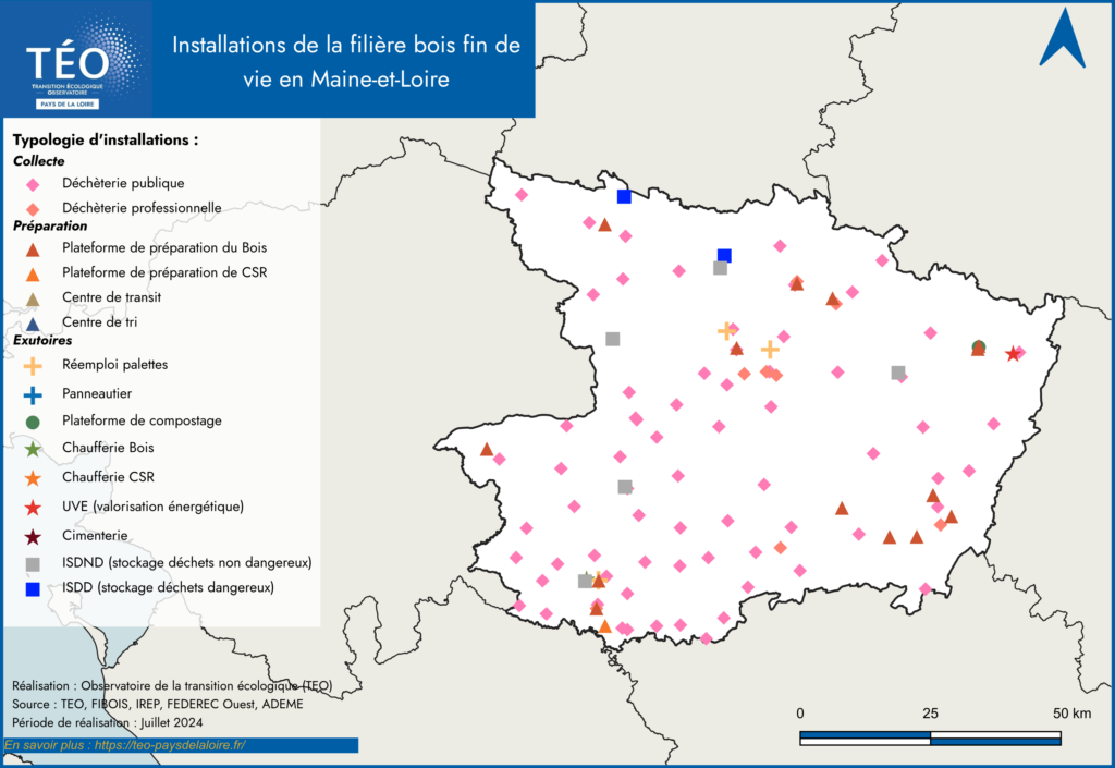 Installations de la filière bois fin de vie / déchets de bois en Maine et Loire en 2024 - TEO Pays de la Loire