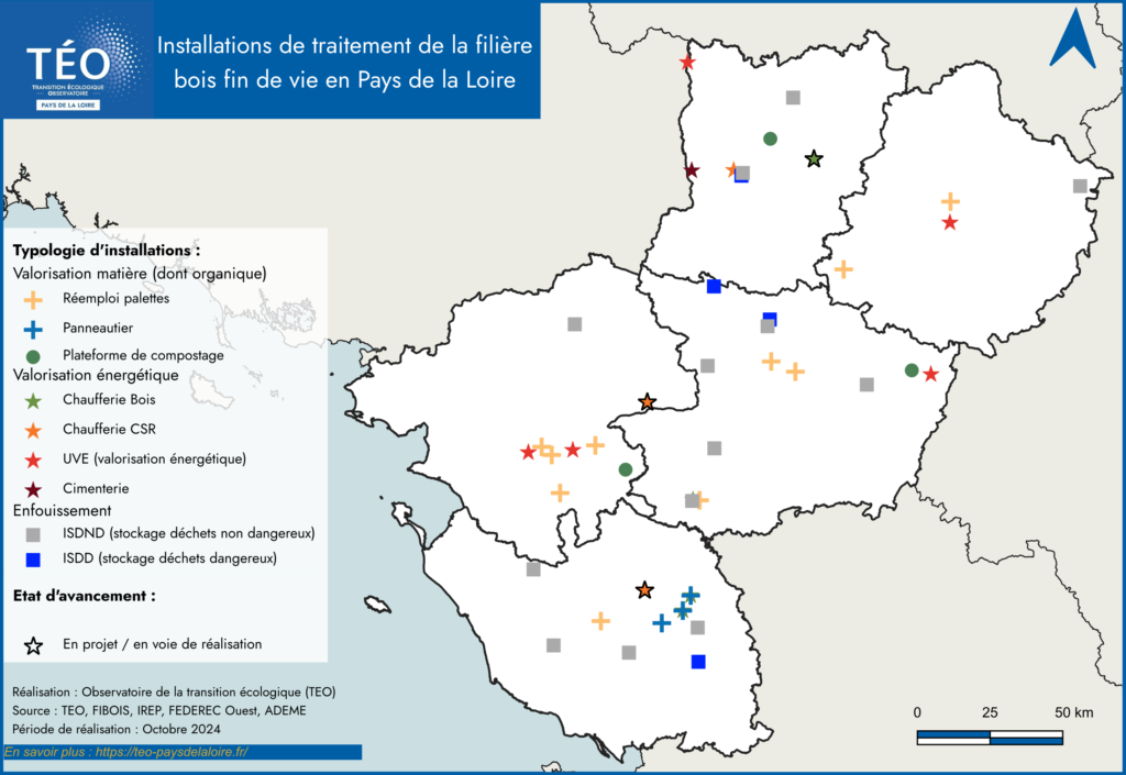 Installations de traitement déchets de bois en Pays de la Loire 2024 - TEO Pays de la Loire