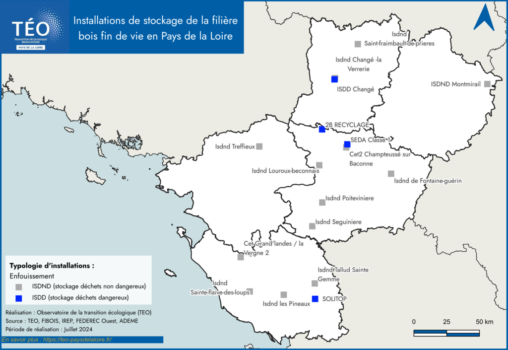 Sites d'enfouissement des déchets de bois Pays de la Loire 2024 - TEO Pays de la Loire