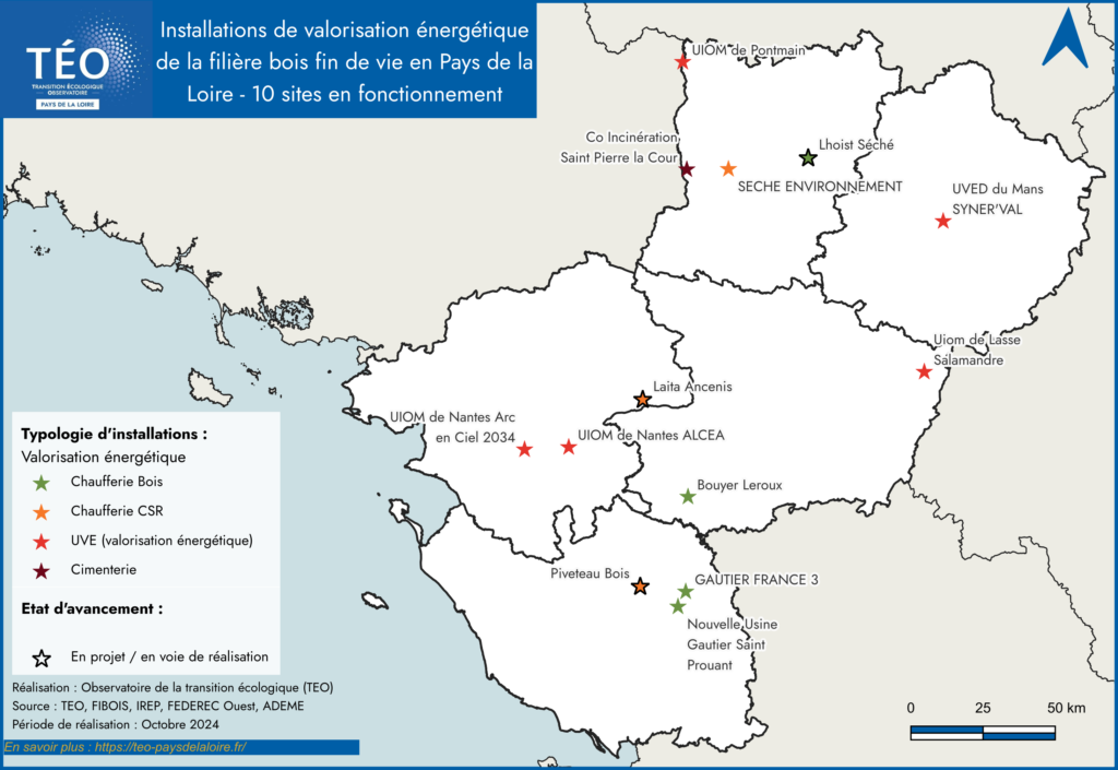 Installations de valorisation énergétique déchets de bois Pays de la Loire 2024 - TEO Pays de la Loire